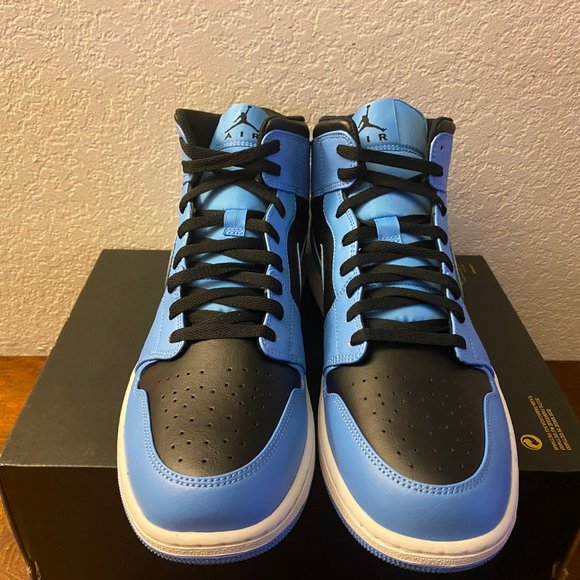 Air Jordan 1 Mid University Blue Black Lifestyle Casual Shoes DQ8426-401 Size 14 - Picture 3 of 7